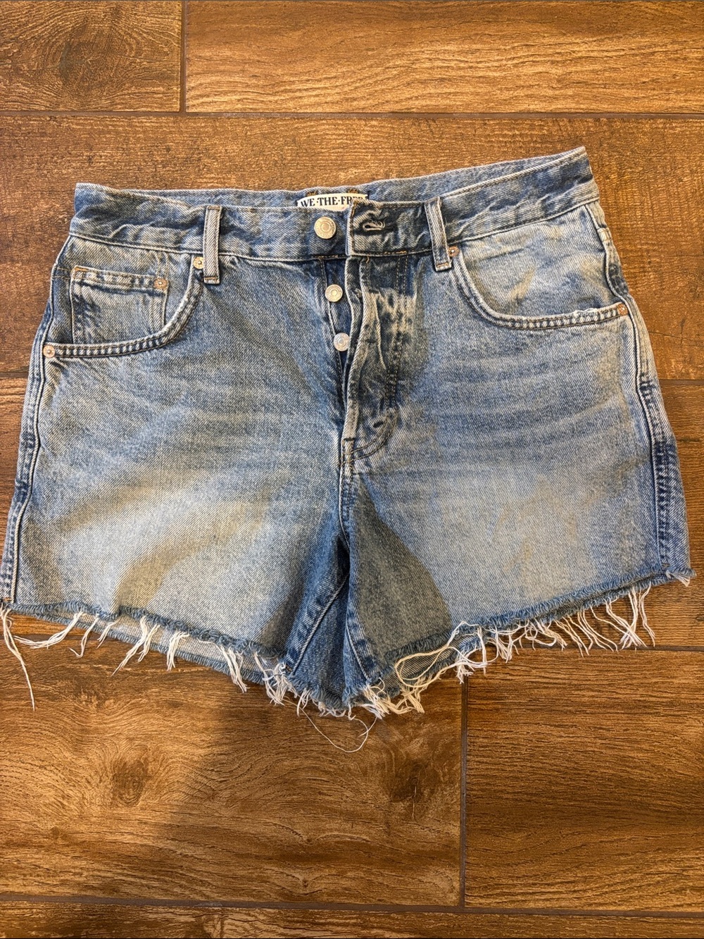 We The Free Button-Front Denim Cutoff Shorts